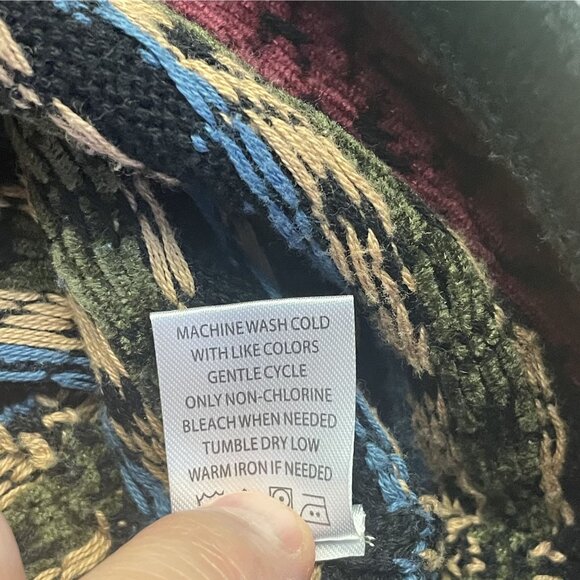 Appleseeds Vintage Apres Ski Dark Fair Isle Sweater Large Chenille Cardigan Cozy - Picture 13 of 13